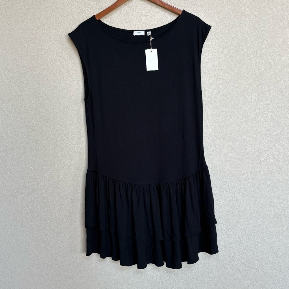 NWT Wilfred Aritzia Black GoodLux Bloomsbury Tiered Ruffle Dress‎ XL